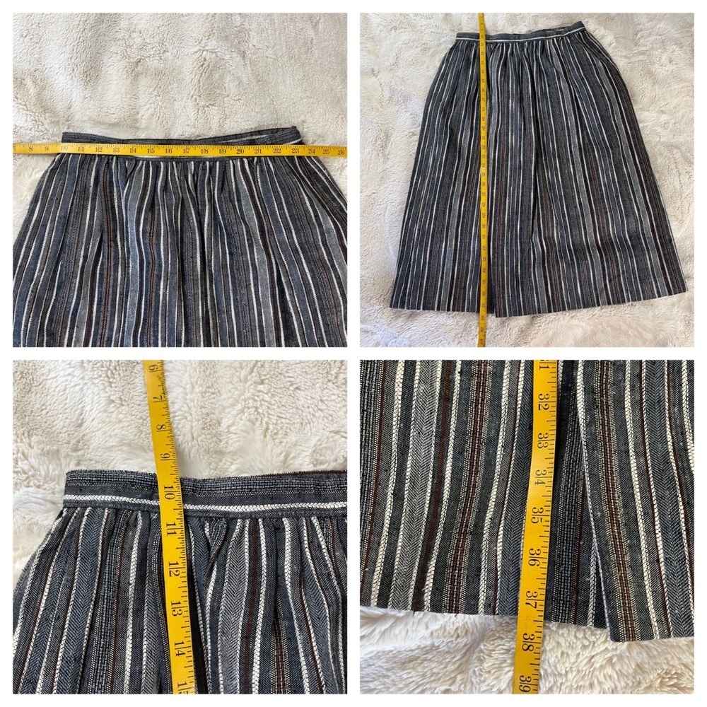 Vintage 60s Silk Pleated‎ Midi Skirt with Pockets - Picture 7 of 9
